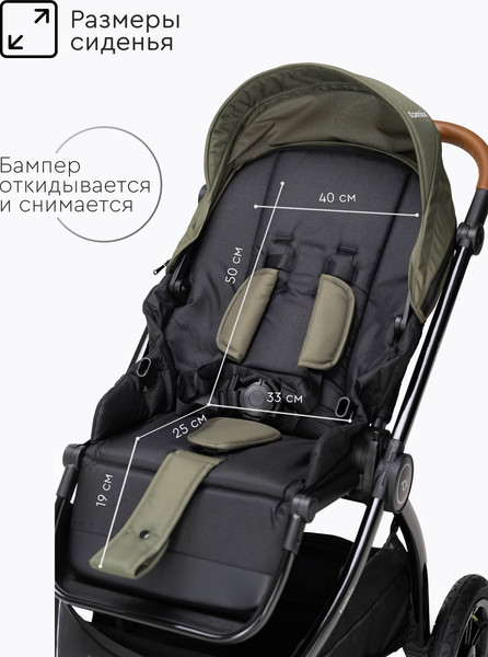 Изображение товара Детская прогулочная коляска Tomix Walker Lux Single / BD101SINGLLUX (Green/Shinny Black)