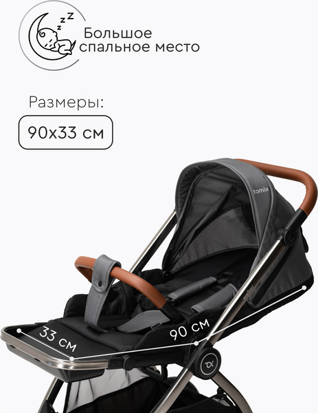 Изображение товара Детская прогулочная коляска Tomix Walker Lux Single / BD101SINGLLUX (Grey/Dark Grey)