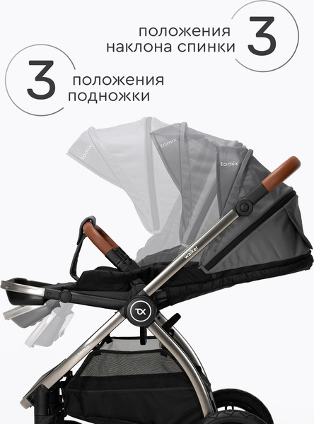 Изображение товара Детская прогулочная коляска Tomix Walker Lux Single / BD101SINGLLUX (Grey/Dark Grey)
