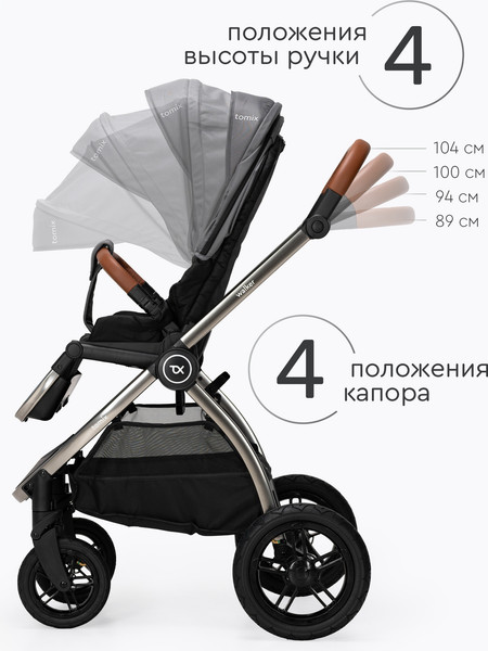Изображение товара Детская прогулочная коляска Tomix Walker Lux Single / BD101SINGLLUX (Grey/Dark Grey)