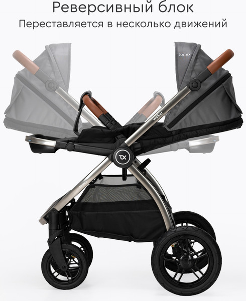 Изображение товара Детская прогулочная коляска Tomix Walker Lux Single / BD101SINGLLUX (Grey/Dark Grey)