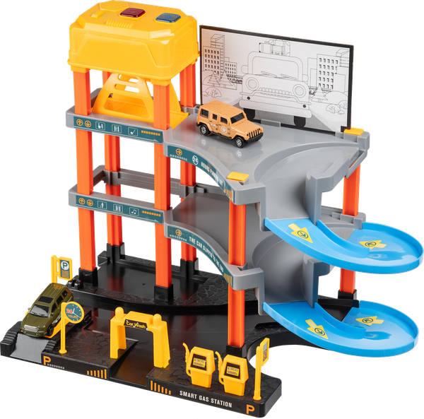 Изображение товара Паркинг игрушечный Labalu 3-уровневый с дорогой и автомобилями / P9488A-1 (желтый, 2 машинки)