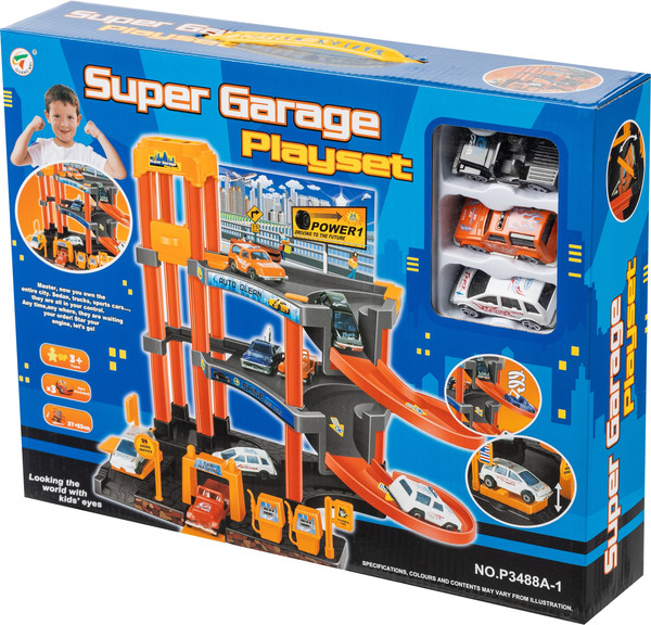 Изображение товара Паркинг игрушечный Labalu 3-уровневый с дорогой и автомобилями / P3488A-1 (красный, 3 машинки)