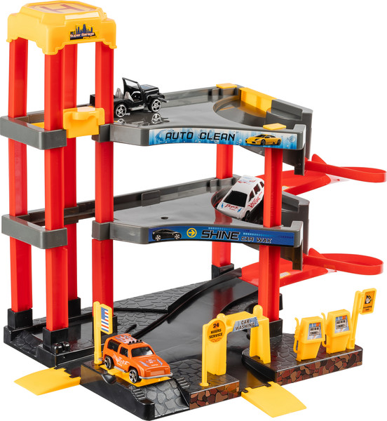 Изображение товара Паркинг игрушечный Labalu 3-уровневый с дорогой и автомобилями / P3488A-1 (красный, 3 машинки)