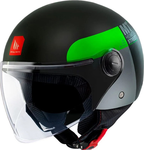 Изображение товара Мотошлем MT Helmets Street S Inboard (S, матовый черный/зеленый)