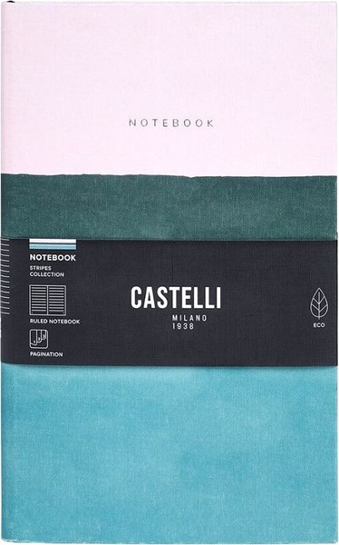 Изображение товара Блокнот CASTELLI Stripes Dusty Pink / 0QO7IS-004 (96л, розовый/голубой)