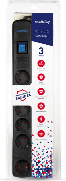 Изображение товара Сетевой фильтр SmartBuy SBSP-30K-Pro