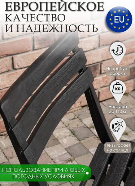 Изображение товара Комплект стульев садовых Ipae Progarden Birki / BIR80CAN-4 (4шт, антрацит)