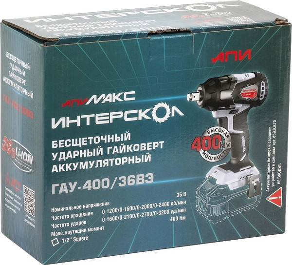 Изображение товара Аккумуляторный гайковерт Интерскол ГАУ-400/36ВЭ (859.0.0.70)