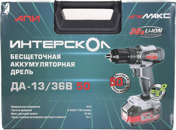 Изображение товара Аккумуляторная дрель-шуруповерт Интерскол ДА-13/36В (851.2.2.70)