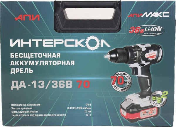 Изображение товара Аккумуляторная дрель-шуруповерт Интерскол ДА-13/36В (814.2.2.70)