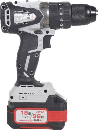 Изображение товара Аккумуляторная дрель-шуруповерт Интерскол ДАУ-13/36В (860.2.2.70)