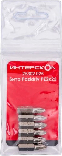 Изображение товара Набор бит Интерскол Pozidriv PZ2х25 (25302.025)