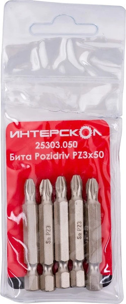 Изображение товара Набор бит Интерскол Pozidriv PZ3х50 (25303.050)