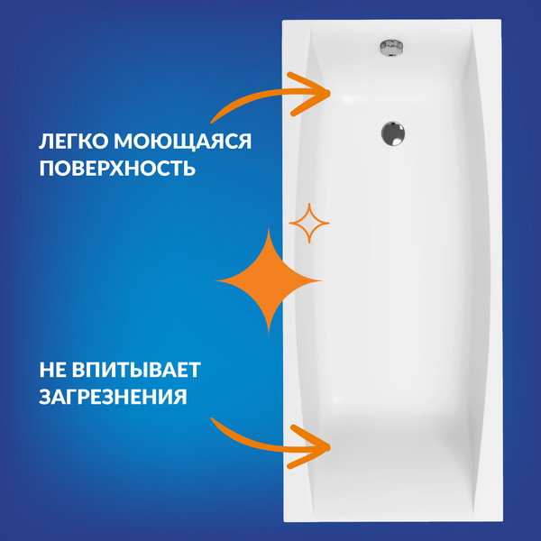 Изображение товара Ванна акриловая Cersanit Virgo 170x75 с ножками со смесителем Brasko (с сифоном Prime черным)