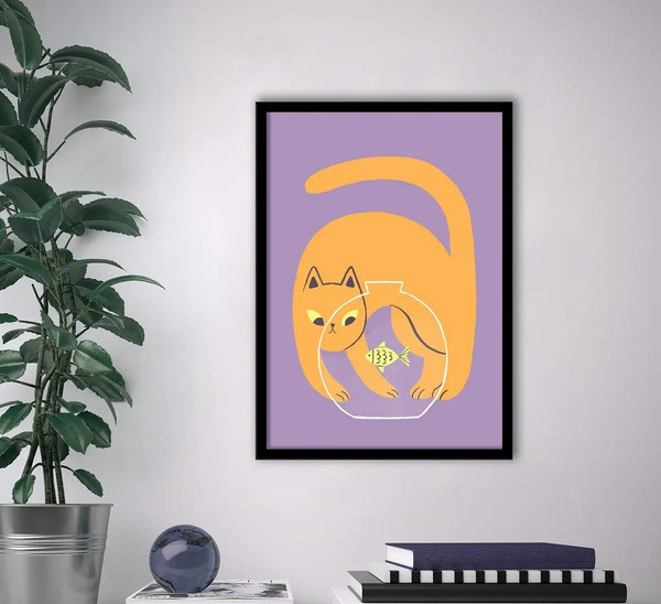 Изображение товара Постер Citydecor Кот и рыба 2 (21x30)
