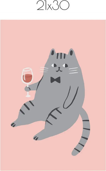 Изображение товара Постер Citydecor Кот с вином 1 (21x30)