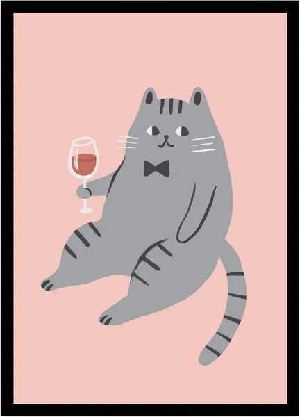 Изображение товара Постер Citydecor Кот с вином 1 (21x30)