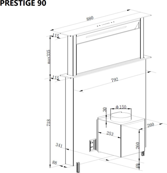 Изображение товара Вытяжка скрытая Maunfeld Prestige 90 (черный)