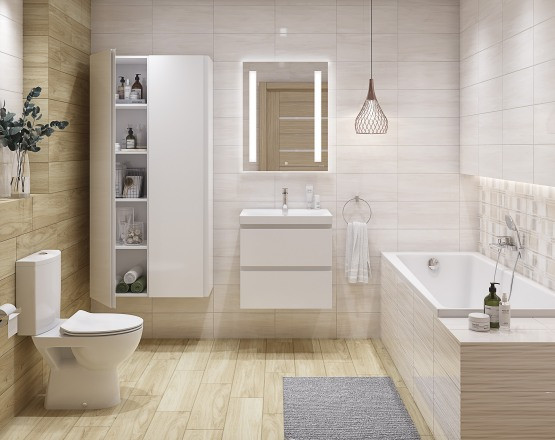 Изображение товара Ванна акриловая Cersanit Lorena 150x70 с ножками со смесителем Brasko Black однорыч. (с сифоном Prime)