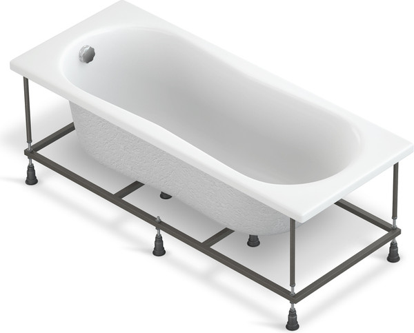 Изображение товара Ванна акриловая Cersanit Nike 170x70 с ножками со смесителем Brasko Black однорыч. (с сифоном Prime)