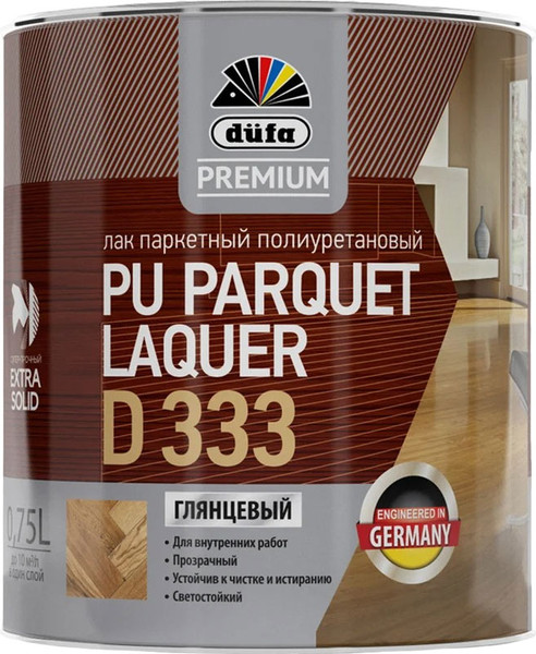 Изображение товара Лак Dufa Premium Parquet Laquer D333 полиуретановый паркетный глянцевый (0.75л)