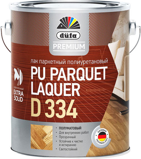 Изображение товара Лак Dufa Premium Parquet Laquer D334 полиуретановый паркетный полуматовый (0.75л)