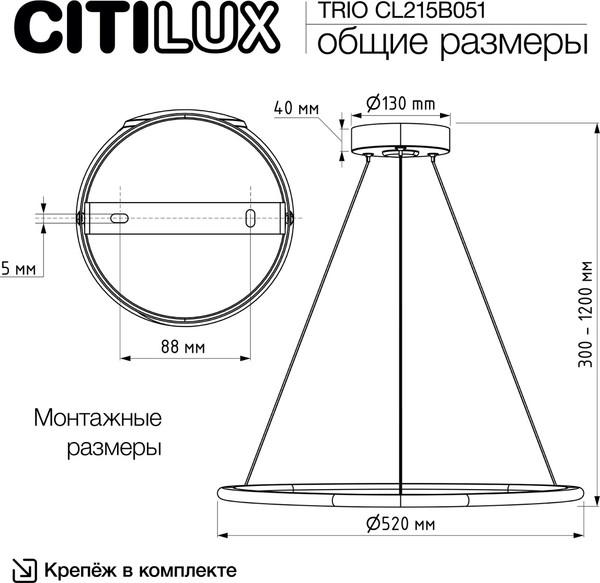 Изображение товара Потолочный светильник Citilux Trio CL215B051 (черный)