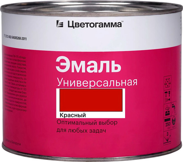 Изображение товара Эмаль Цветогамма ПФ-115 ТУ (800г, красный)
