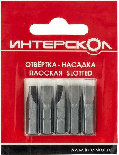 Изображение товара Набор бит Интерскол Slotted SL 6.5х1.2 25мм (2042402500650)