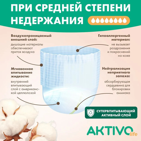 Изображение товара Трусы впитывающие для взрослых AKTIVOLIFE M (30шт)