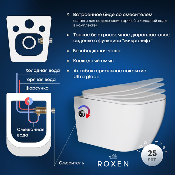 Изображение товара Унитаз подвесной Roxen Cube Bidet 530135-01X