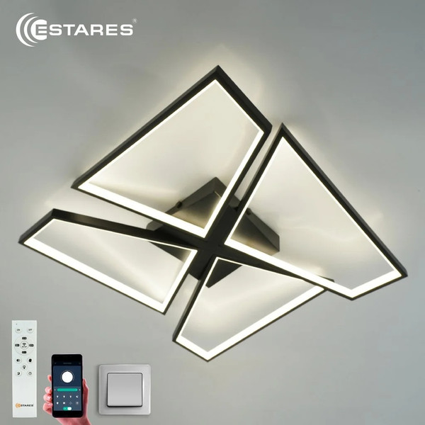 Изображение товара Люстра Estares Orlando 120W S-APP-550x550x90-BLACK/WOOD/WHITE-220-IP20