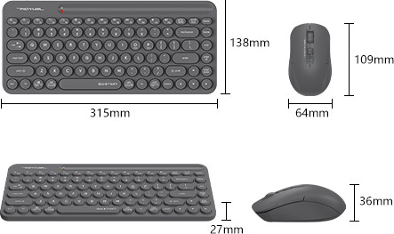 Изображение товара Комплект клавиатура и мышь A4Tech Fstyler FG3200 Air2 (серый)