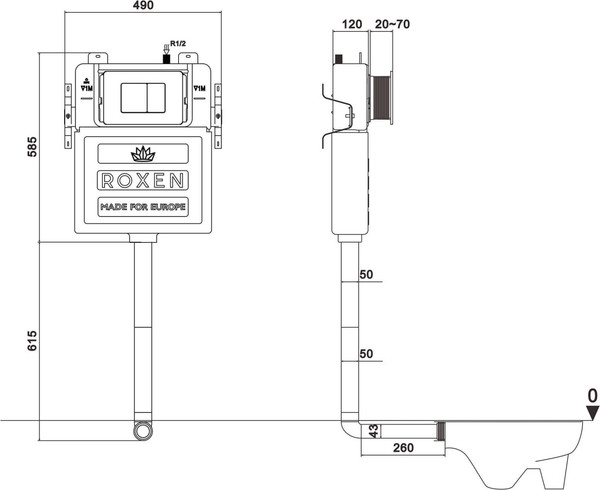 Изображение товара Унитаз приставной с инсталляцией Roxen Attach 967103