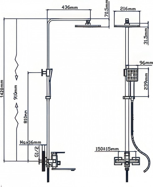 Изображение товара Душевая система со смесителем Potato Р3506ВL