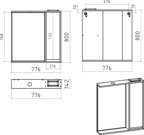 Изображение товара Шкаф с зеркалом для ванной Brevita Balaton R 80 / BAL-04080-03-01П