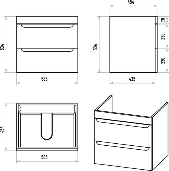 Изображение товара Тумба под умывальник Misty Бриз 60 / П-Бри-09060-012Я