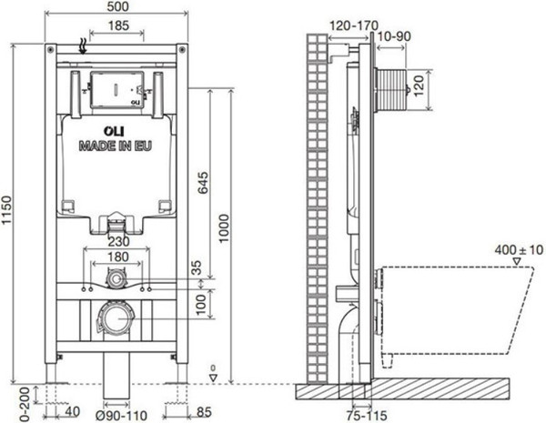 Изображение товара Инсталляция для унитаза Oli 120 / 885052+152939 (белый)