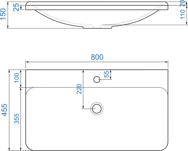 Изображение товара Умывальник Madera Solo.08.80/W/RL / 4680173710447