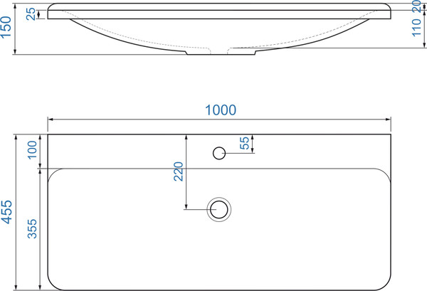 Изображение товара Умывальник Madera Solo.08.100/W/RL / 4680173710454 