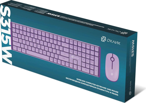Изображение товара Комплект клавиатура и мышь Оклик S315W (сиреневый)