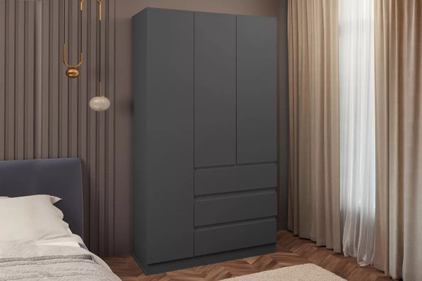 Изображение товара Шкаф Stolline Somero 3-х дверный с ящиками / 467.01 (серый)