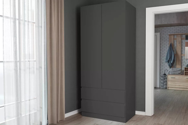 Изображение товара Шкаф Stolline Somero 2-х дверный с ящиками / 467.02 (серый)