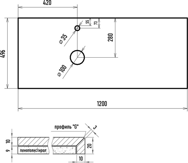 Изображение товара Столешница для тумбы в ванную Brevita Cargo / VS03-120К