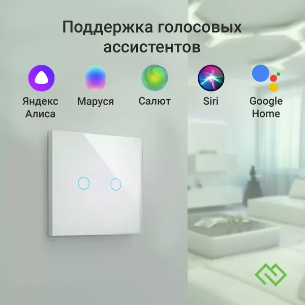 Изображение товара Умный выключатель Digma DiSwitch 2p / DSW2P (белый)