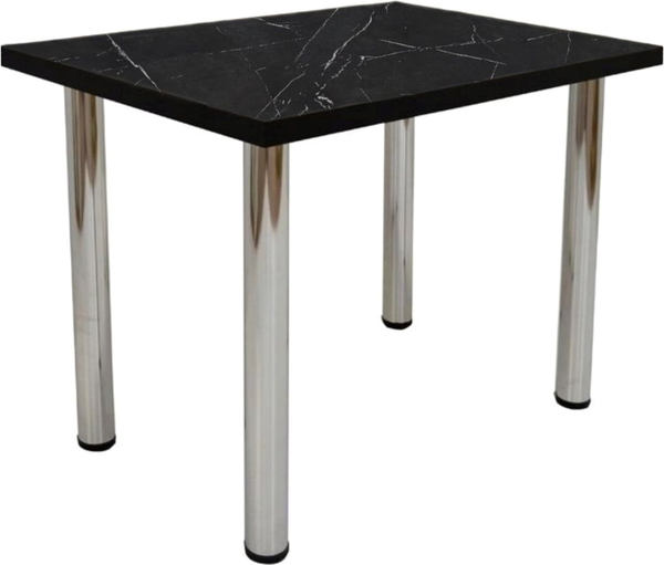 Изображение товара Обеденный стол СВД Юнио 110x70 / 022.П20.Х (мрамор неро маркина/хром)