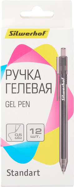 Изображение товара Набор гелевых ручек Silwerhof NG Standart (12шт, черный)