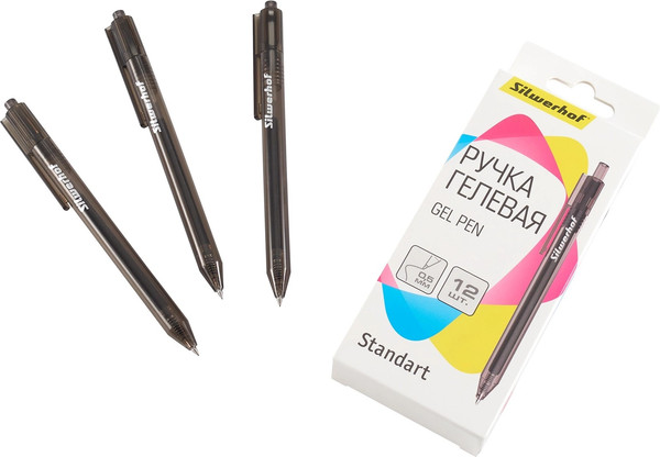 Изображение товара Набор гелевых ручек Silwerhof NG Standart (12шт, черный)