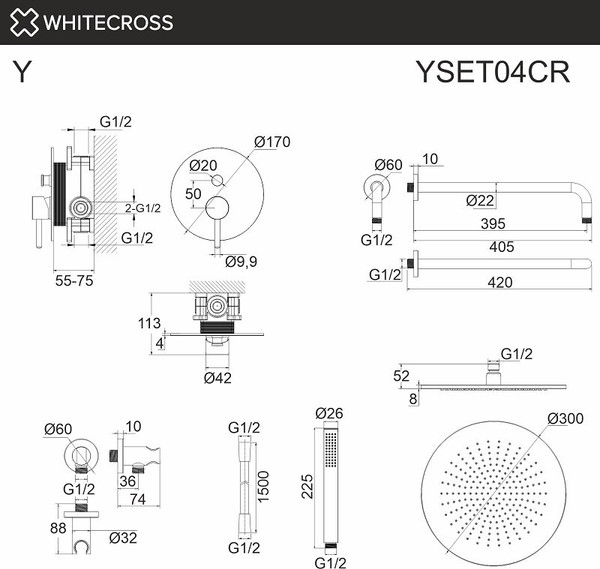 Изображение товара Душевая система со смесителем Whitecross Y YSET04GL (золото)